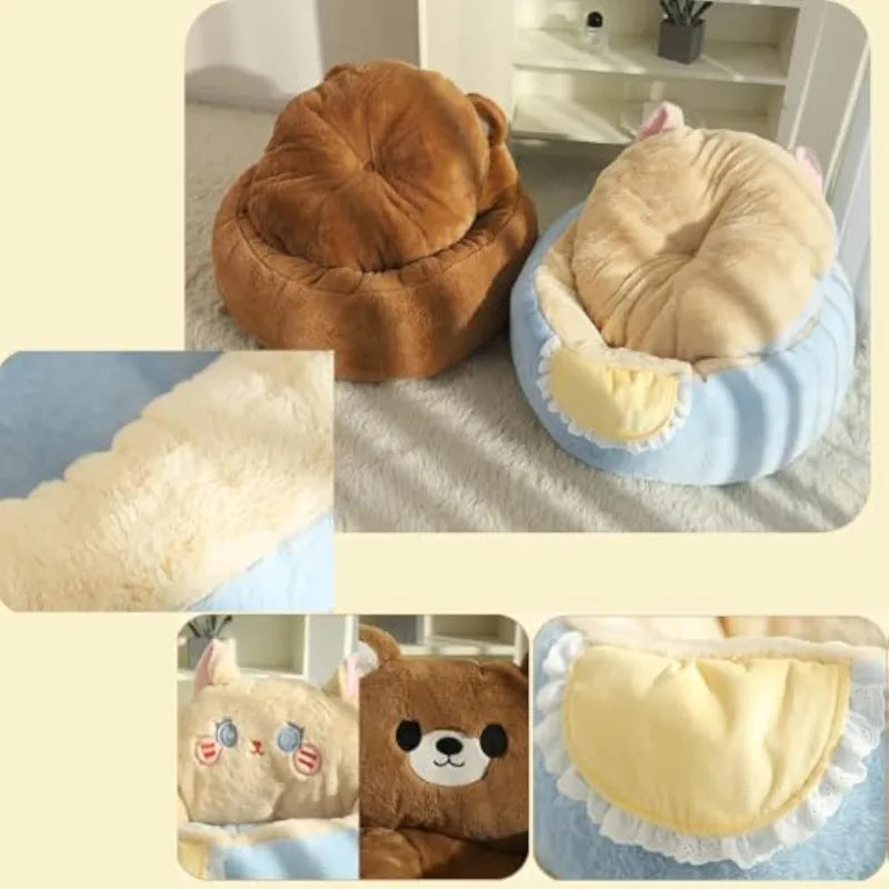 Lit pour Chat Douillet au Design Mignon - Lit Confortable pour Chats et Petits Animaux Domestiques