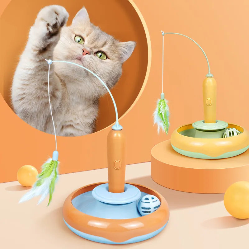 Jouet Interactif pour Chat avec Plumes et Balle - Jouet Électronique pour Chat