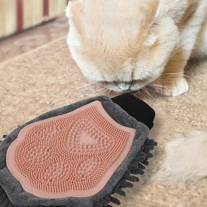 Gant de Toilettage 2 en 1 en Microfibre et Silicone - Massage Doux et Épilation Efficace pour Chiens et Chats