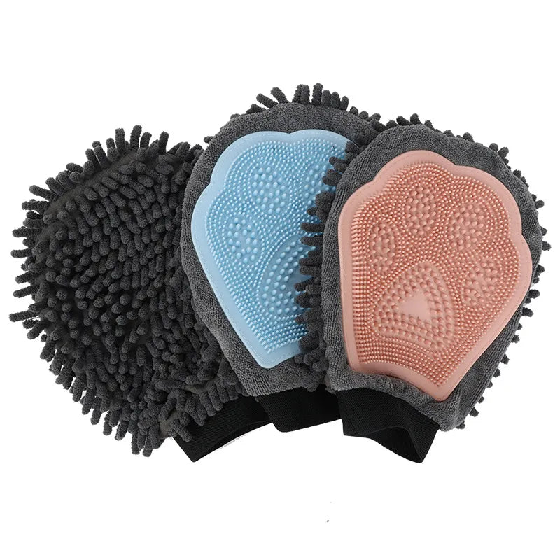 Gant de Toilettage 2 en 1 en Microfibre et Silicone - Massage Doux et Épilation Efficace pour Chiens et Chats