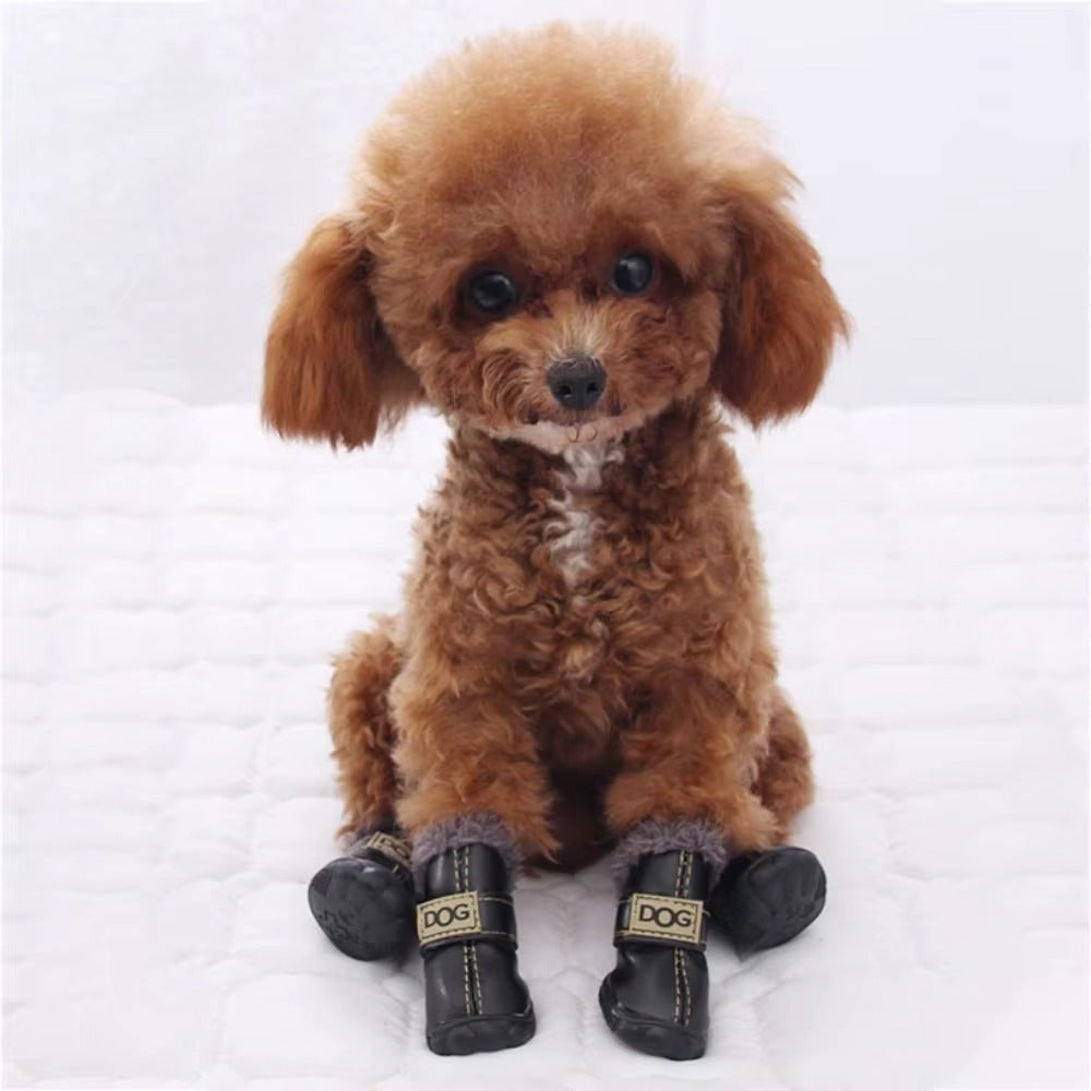 Bottes D'hiver Pour Chien En Look Cuir Douillettes
