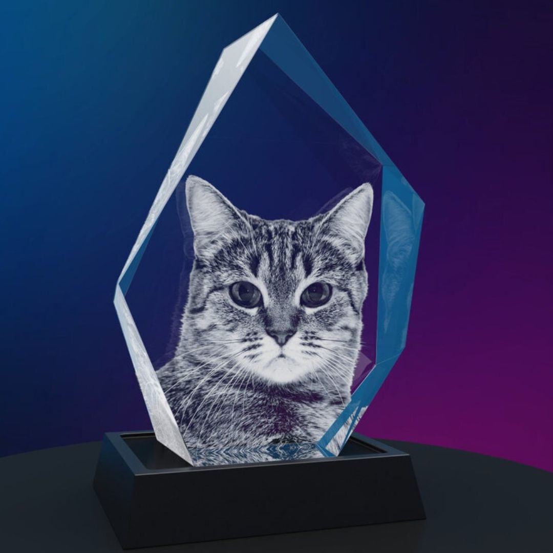 Souvenir En Cristal En Forme De Pierre Précieuse Personnalisé En 2d/3d Avec Gravure Laser