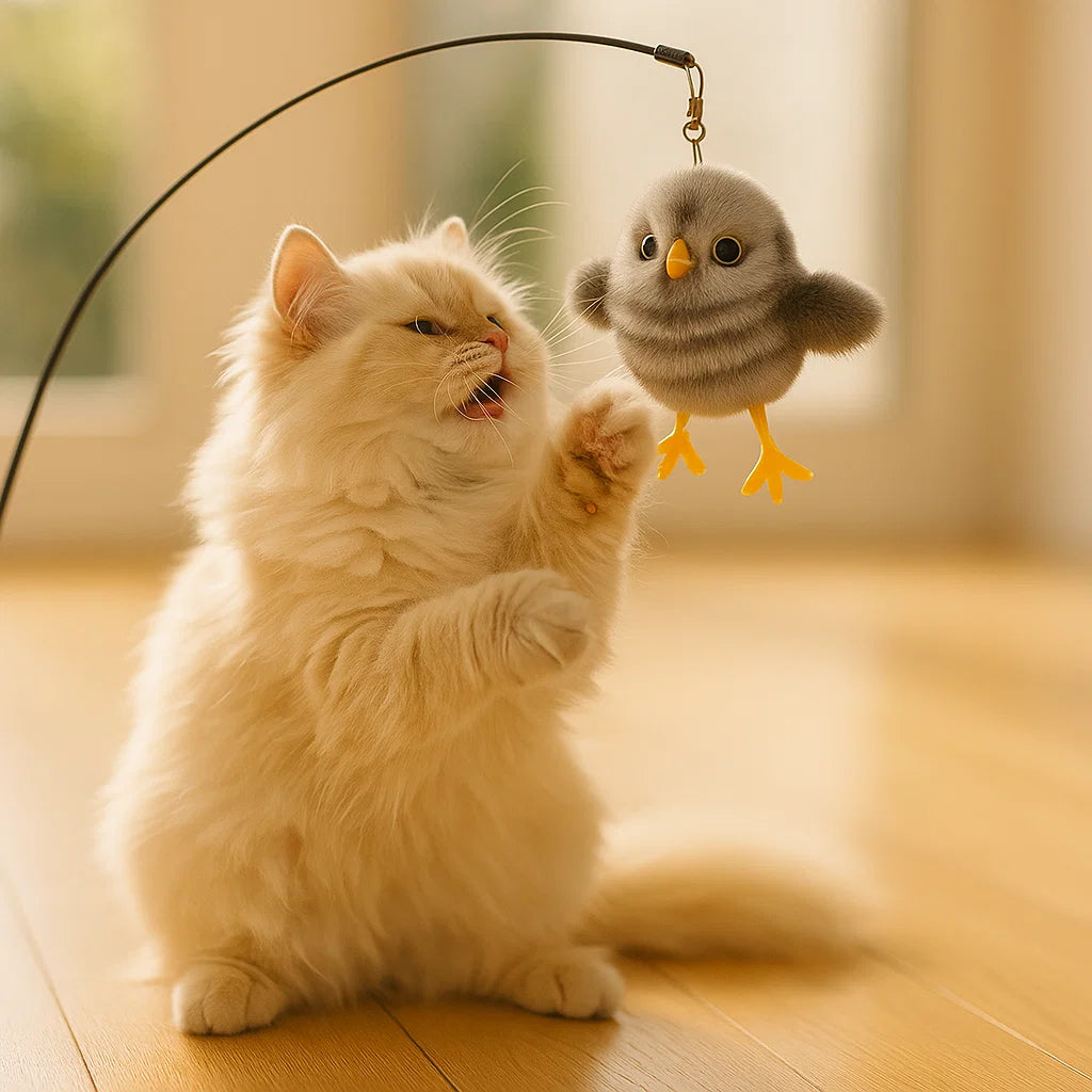 Jouet pour chat avec oiseaux qui volent et gazouillent