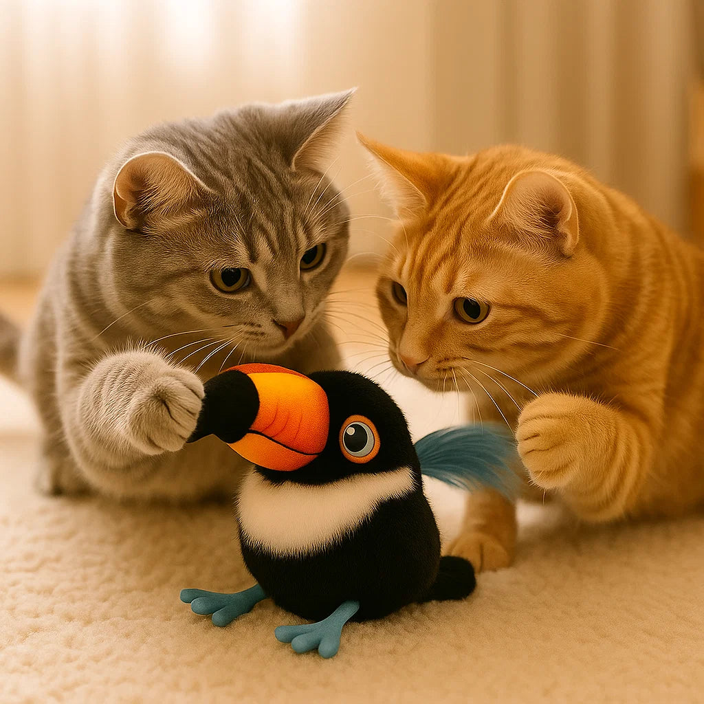 Jouet pour chat avec oiseaux qui volent et gazouillent